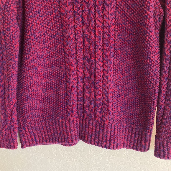 L.L. Bean Womens Signature Sweater SZ MEDIUM Purple Cable Knit Cotton Pullover - Picture 3 of 7